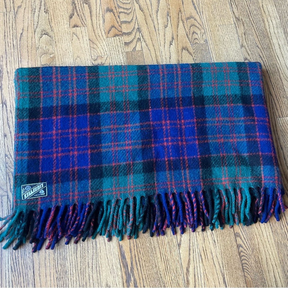 Killarney Tartan Wool Throw Blanket Kerry Woollen Mills Ireland 61" x 77" - Picture 2 of 11